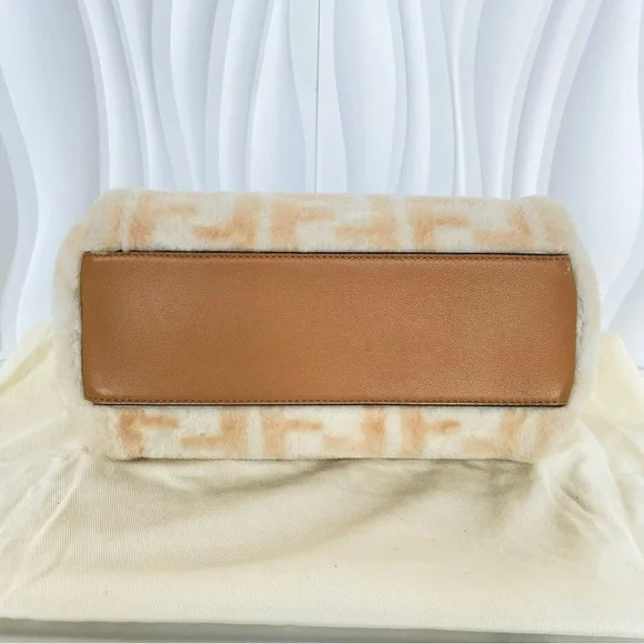 Fendi Peekaboo Shearling FF Motif Top Handle Bag - Picture 6 of 12
